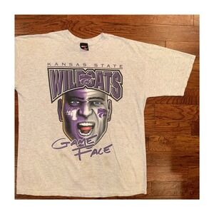 Vintage 90s NCAA Kansas State Wildcats Game Face Caricature T-Shirt Large/XL